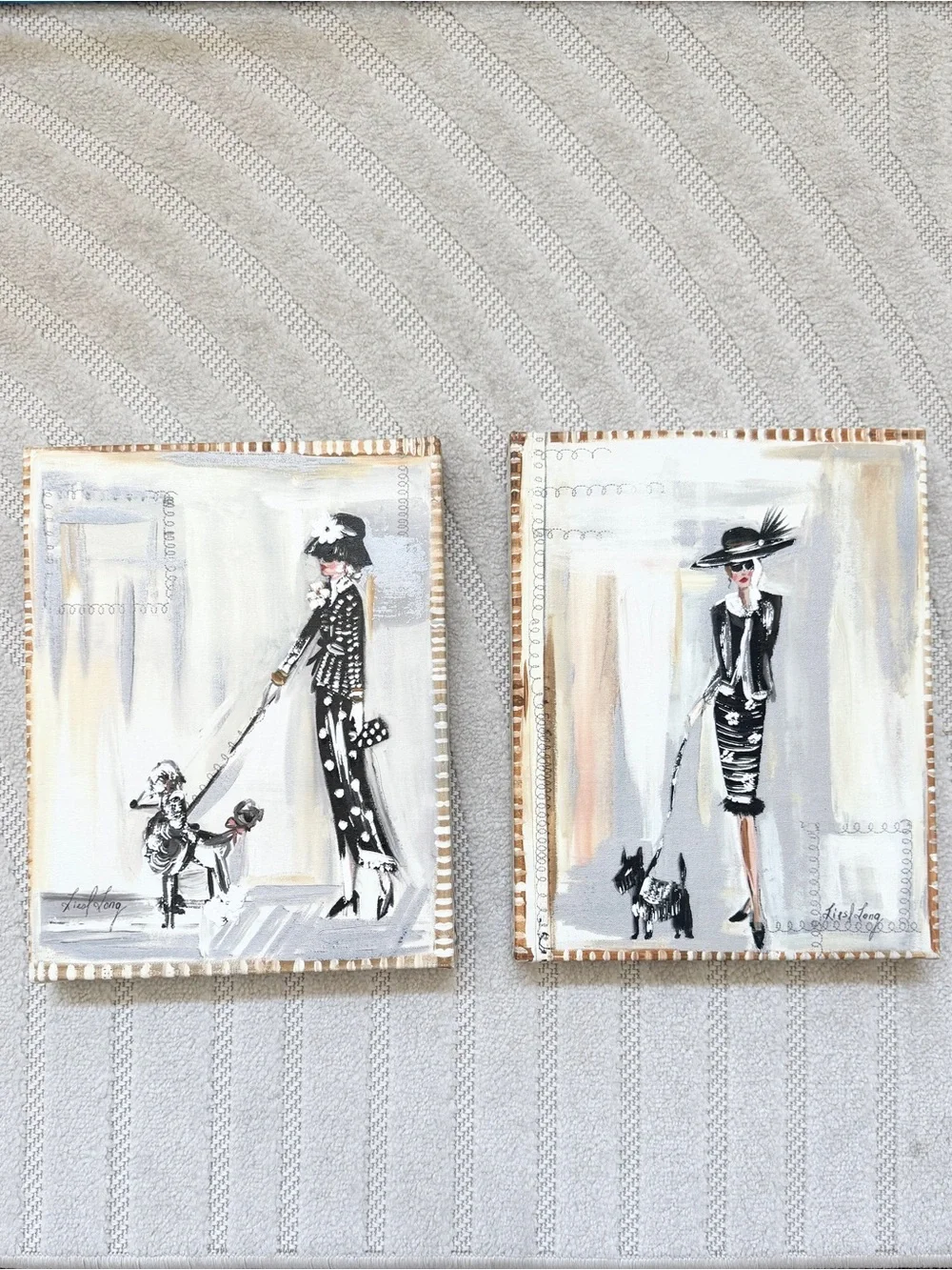 Elegant Black & White Fashion Lady Wall Art Set